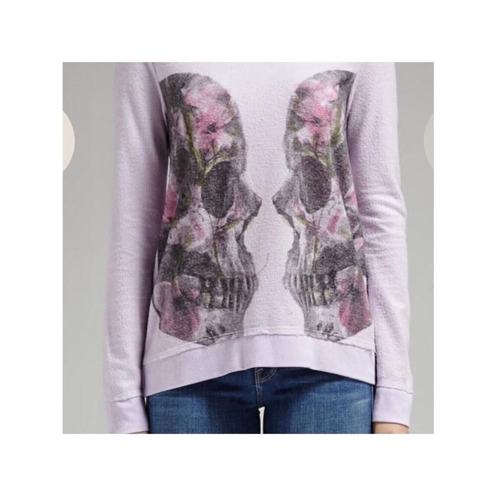 Chaser Lavender Skull Graphic Sweatshirt Medium NWT
